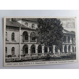 POHLEDNICE NOWY SĄCZ BÍLÝ KLÁŠTER JEPTIŠEK NIEPOKALANEK, PŘEDVÁLEČNÝ