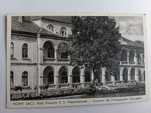 POHLEDNICE NOWY SĄCZ BÍLÝ KLÁŠTER JEPTIŠEK NIEPOKALANEK, PŘEDVÁLEČNÝ