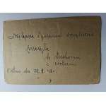 POHLEDNICE OŚWIĘCIM CHECKPOINT 1948, POŠKOZENÁ, V HORNÍ ČÁSTI MÍRNĚ NATRŽENÁ