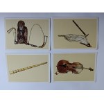 ENSEMBLE DE 9 CARTES POSTALES INSTRUMENTS FOLKLORIQUES POLONAIS, MUSÉE NATIONAL DE POZNAŃ, DUDUY, BASSE, LYRE, GAJDY