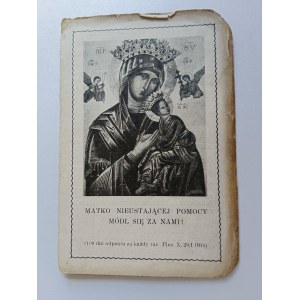 CARTE D'INSCRIPTION A LA CONFRATERNITE DE MB ASSISTANCE INCESSANTE ET SAINT ALPHONSE MARII LIGUORI 1942, KRAKÓW