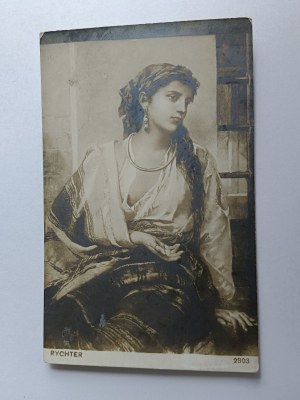 POSTCARD POLISH PAINTING RYCHTER, WOMAN