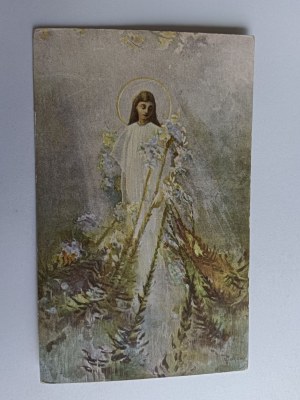 POCZTÓWKA MALARSTWO POLSKIE STACHIEWICZ LEGENDA O MATCE BOSKIEJ DZIEWICA Z KWIATU