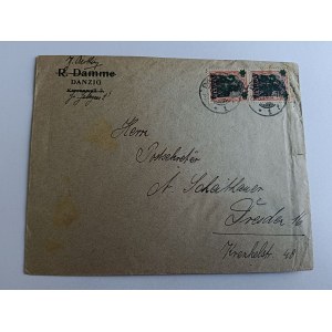 ENVELOPPE DAMME DANZIG GDAŃSK, TIMBRE, TIMBRE