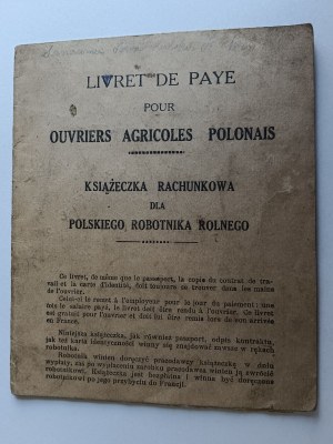 KSIĄŻŻKA RACHUNKOWA DLA POLSKIEGO ROBOTNIKA ROLOLOLNEGO Francie