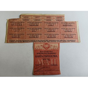 CARTE DE VÊTEMENTS MINISTÈRE DE L'ALIMENTATION ET DU COMMERCE, 1947, CARTE ALIMENTAIRE, LUBLIN