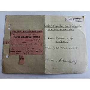 KARTA OBIADOWA PIONKI, RADOM, 1943 R