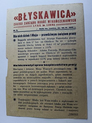 LETÁK S REKLAMOU NA BLESK, POSÁDKY ZPBH IM LENIN FINISHING WORKS BOARD