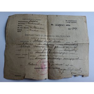 KUTNO, ŁÓDŹ, ŚWIADECTWO O ZAWARCIU MAŁŻEŃSTWA
