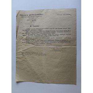 POZNAŃ, LETTRE, FELIKS MIRKOWSKI, POMMES DE TERRE D'ORGE DE BRASSERIE