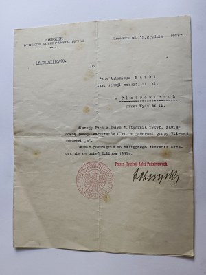 KATOWICE, LETTER, PKP, DIRECTORATE OF NATIONAL RAILROADS 1928, STAMP, PIOTROWICE