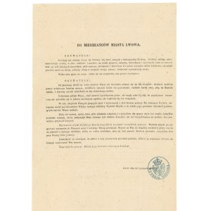 Powstanie Styczniowe 1863, Odezwa do mieszkańców Lwowa (357)