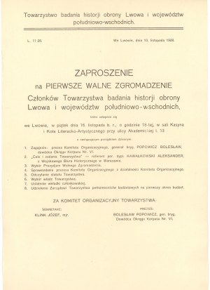 Invitation, Society for the Study of the History of Lviv, 1928 (352)
