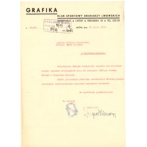 Klub Sportowy Grafika Lwów, pismo, 1937 (360)
