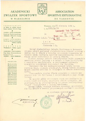 Akademicki Związek Sportowy Warsaw, letter, 1939 (361)