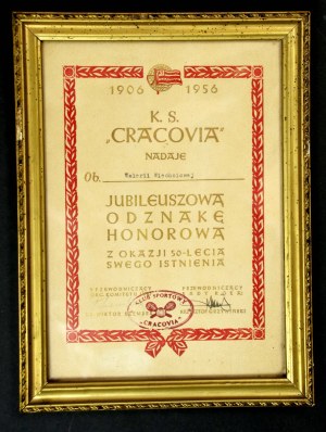 Set of 4 diplomas of the badge of honor of the Cracovia club (1001)