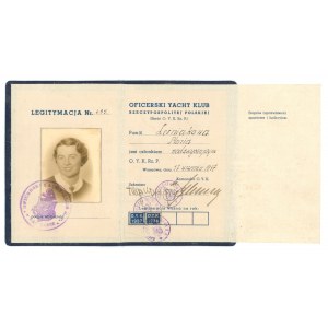Oficerski Yacht Klub, Warszawa, legitymacja 1937 (115)