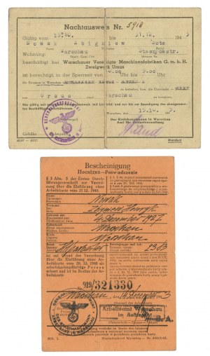 GG, Warsaw-Ursus set of documents 2 pcs, 1943 (116)