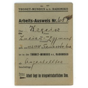 GG, Arbeits - Ausweis Thonet Radomsko, 1944 (128)