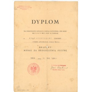 Dyplom brązowego medalu za długoletnią służbę. Radom 1938 (142)