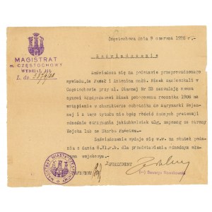 Zaświadczenie, Marynarka Wojenna, Częstochowa 1928 (184)