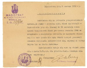 Zaświadczenie, Navy, Częstochowa 1928 (184)