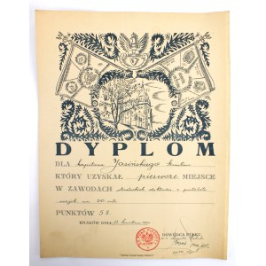 Dyplom - zawody strzeleckie 20 pułk piechoty, Kraków, 1930 r. (222)
