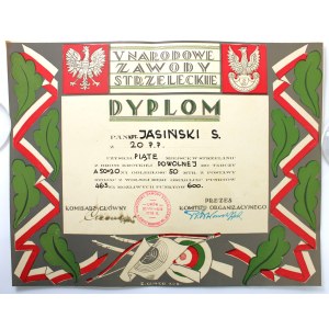 Dyplom - Narodowe Zawody Strzeleckie, M. S. Wojsk. Lwów, 1933 r. (224)