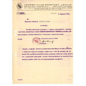 Klub Sportowy Lechja Lwów. Pismo z 1929r. (375)