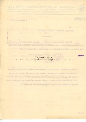 Lechja Lviv Sports Club. Letter of 1929 (375).