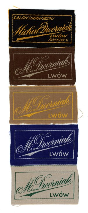Lviv - a set of five clothing tags by M. Dworniak, Lviv (380)
