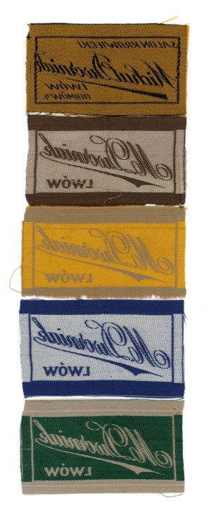 Lviv - a set of five clothing tags by M. Dworniak, Lviv (380)