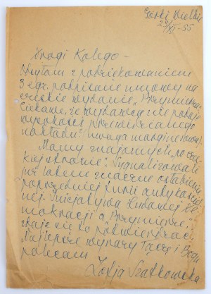 Zofia Kossak letter from 1966 to Michał Rusinek (1904-2001) (232)