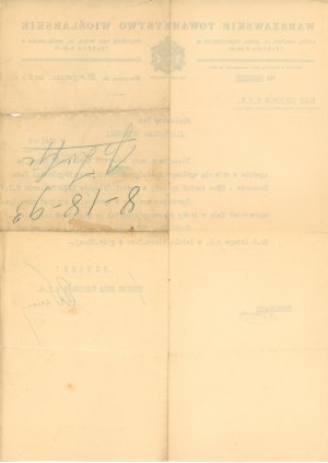 II RP - Warsaw Rowing Society. 1939 letter. (318)