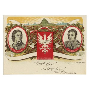 II RP - Telegram patriotyczny. Kościuszko i Poniatowski, 1922r. (319)