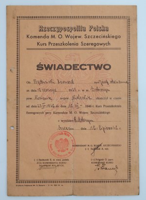Certificate, Private Training Course, Szczecin 1946 (213)