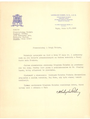Letter sent by Cardinal Władysław Rubin to Fr. Zygmunt Pituła. Rome, 1968 (729)