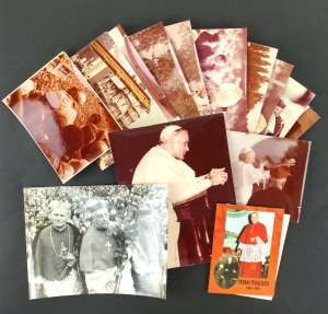 Set of photographs after Cardinal Stefan Wyszynski 13 pcs, depicting John Paul II (Cardinal Wyszynski is also visible in some photographs) and a letter with Easter wishes sent by S. Wyszynski, Warsaw 1980. (730)