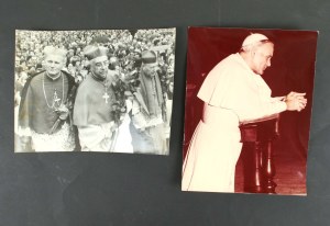 Set of photographs after Cardinal Stefan Wyszynski 13 pcs, depicting John Paul II (Cardinal Wyszynski is also visible in some photographs) and a letter with Easter wishes sent by S. Wyszynski, Warsaw 1980. (730)
