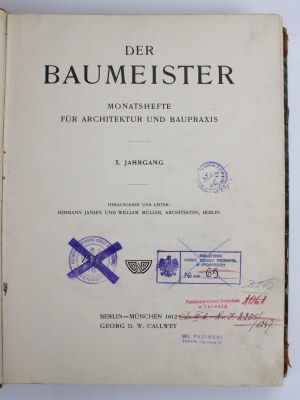 Der Baumeister. Monatshefte fur Architektur und baupraxis. Yearbook. 1912 (498)