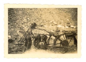 Polish Legions - Destroyed military motorcycle with license plate (966)