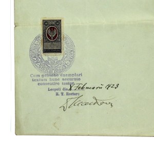 Master's degree in veterinary medicine from Lviv University, 1923 (886)