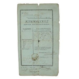 Królstwo Polskie - Paszport wystawiony przez Komisarza Obwodu Hrubieszowskiego, 1819 (887)