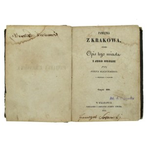 Mączyński, J. - Pamiątka z Krakowa. Opis tego miasta i jego okolic z rycinami i planami, cz. III. Kraków, 1845 (811)
