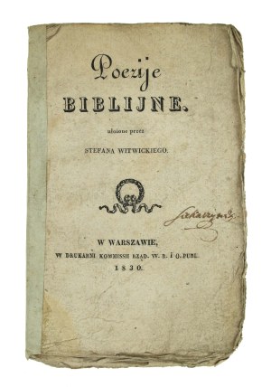 Witwicki, S. - Poeziye Biblijne. Warsaw 1830 (813)