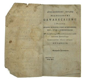 Gawarecki, W. H. - Dissertation on the Law of Self-Defense Czyli Konieczney Obrony. W-wa 1815 (815)