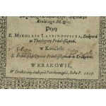 Roza przesadzona z ziemie do nieba, mowa X. Mikołaia Laurinowicza na pogrzebie Marcina z Wybranowa Wybranowskiego, 1638 (861)
