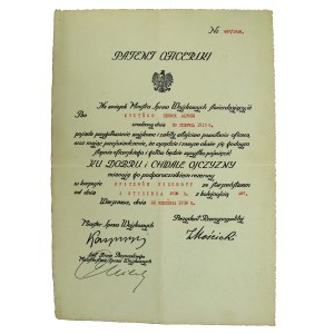 II RP, patent oficerski dla podporucznika z Korpusu Piechoty, 1938 (583)