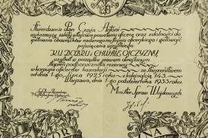 II RP, officer's patent for second lieutenant from the Cavalry Corps, 1933 (585)