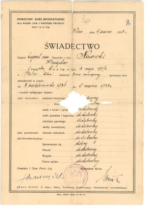 Certificate Divisional Instructor Course, Vilnius 1935 (581)